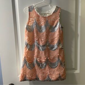 Cherokee Peach and Silver Sequin Kids Dress